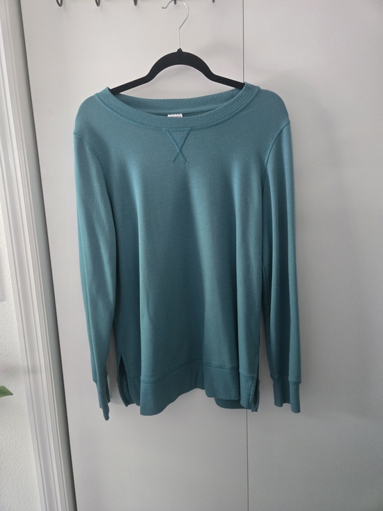Jockey Tops - Womens Teal Long-Sleeve Crewneck Sweater